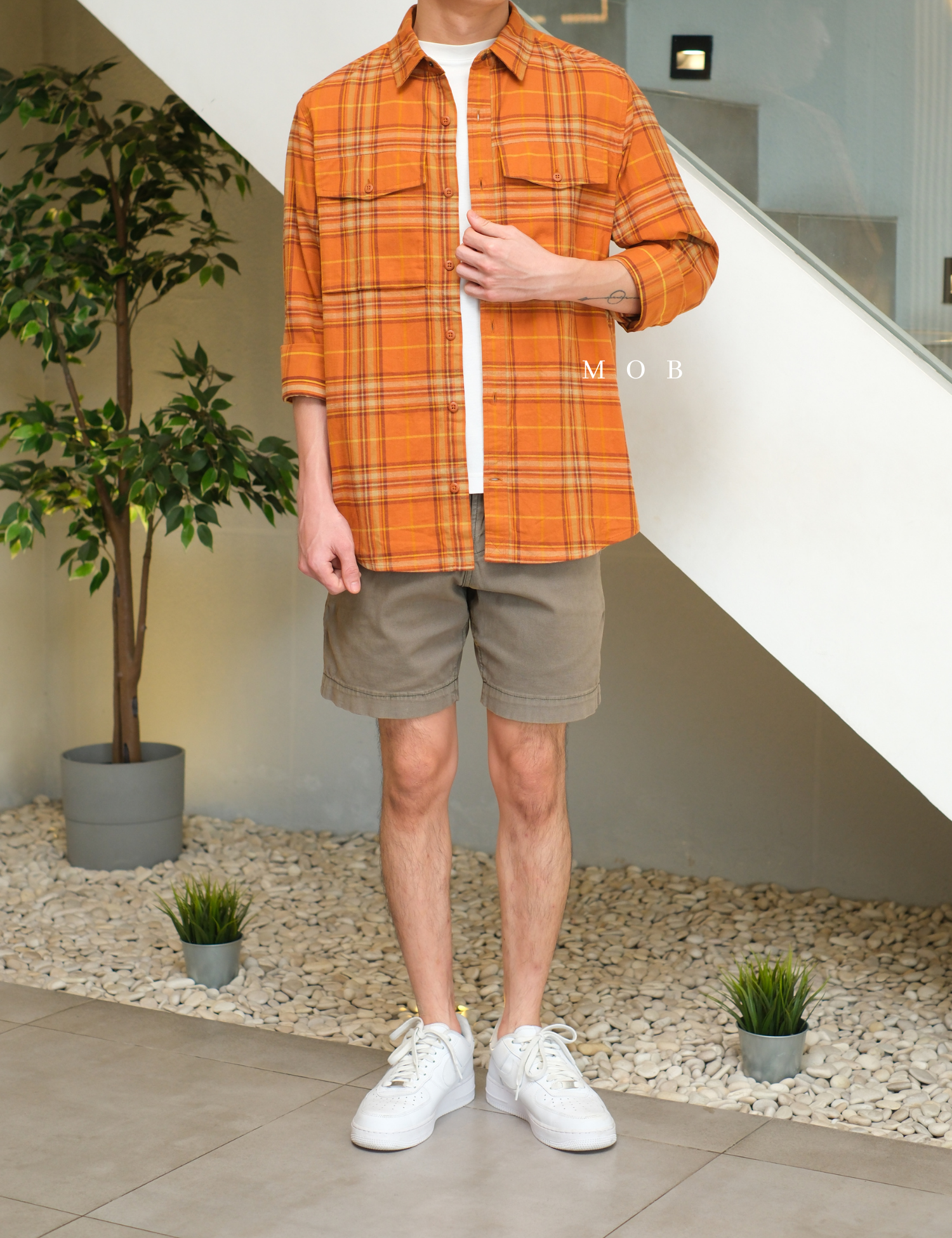 REILSS01006 Wallace Lake Flannel LS Shirt Orange Plaid