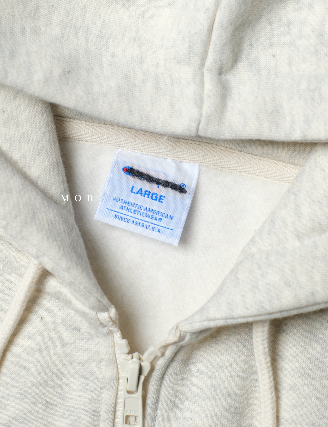 CHMPFZ05002 Basic Small Logo Full Zip Hoodie Ivory Misty