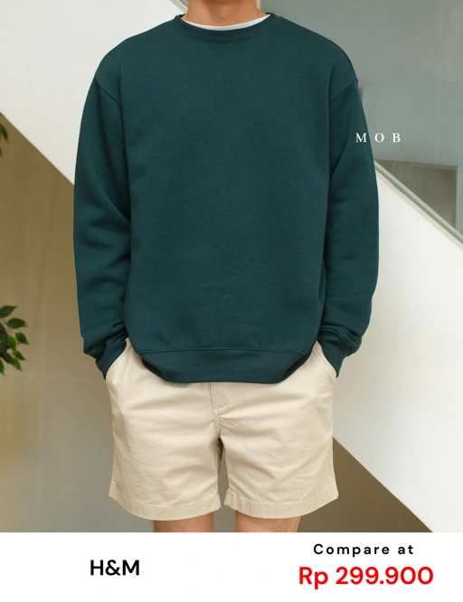 Image of HMSW05003 Relaxed Fit Sweatshirt Bottle Green