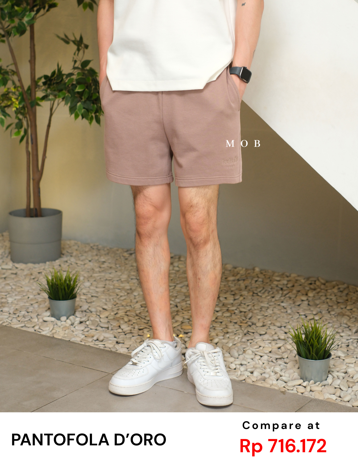 PTDSR01001G Basic Sweatshorts Brown