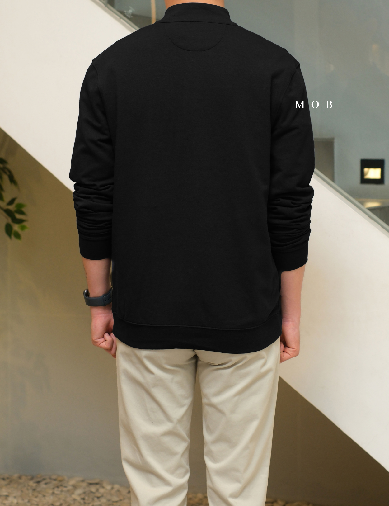 GFW01SWO001-005 1/4 Zip French Terry Sweatshirt Black