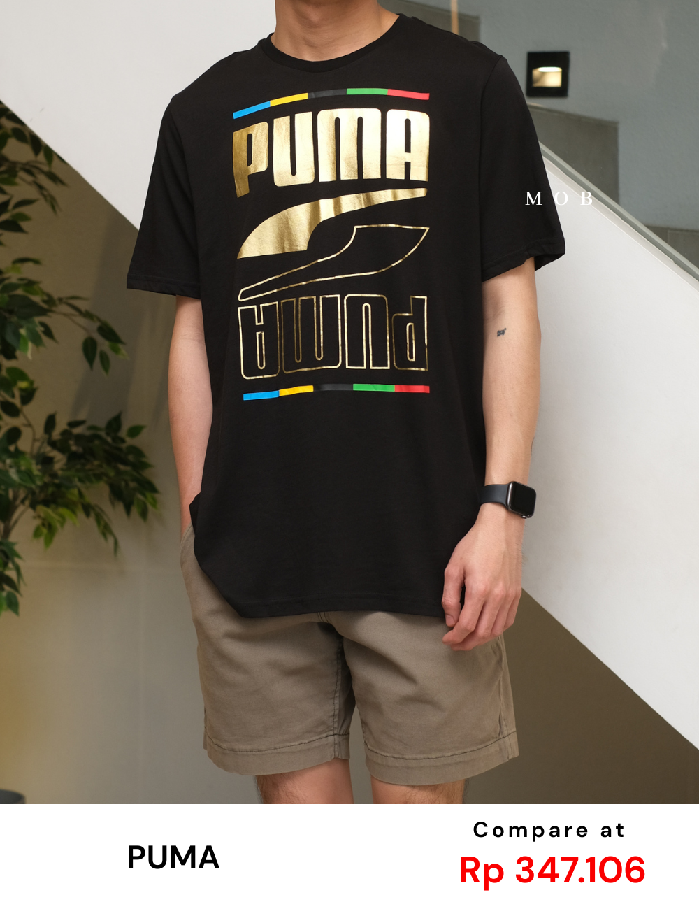 PMSST09023 Rebel Gold Mirroring Logo SS Tee Black
