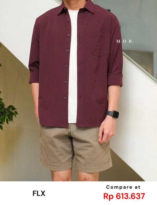 Image of FLXLSS01001C Slim Performance LS Shirt Maroon
