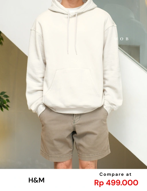 Image of [BEST DEALS!] HMHOD03001A RELAXED FIT Pullover Hoodie Off White