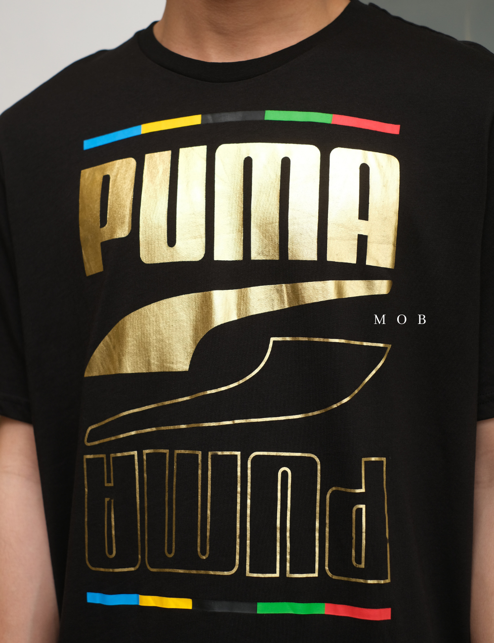 PMSST09023 Rebel Gold Mirroring Logo SS Tee Black