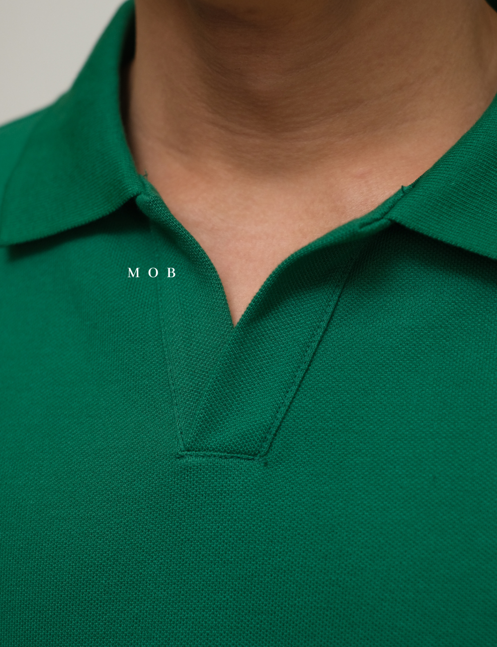 MSSPSS01002C SLIT NECK Pique Polo SS Green