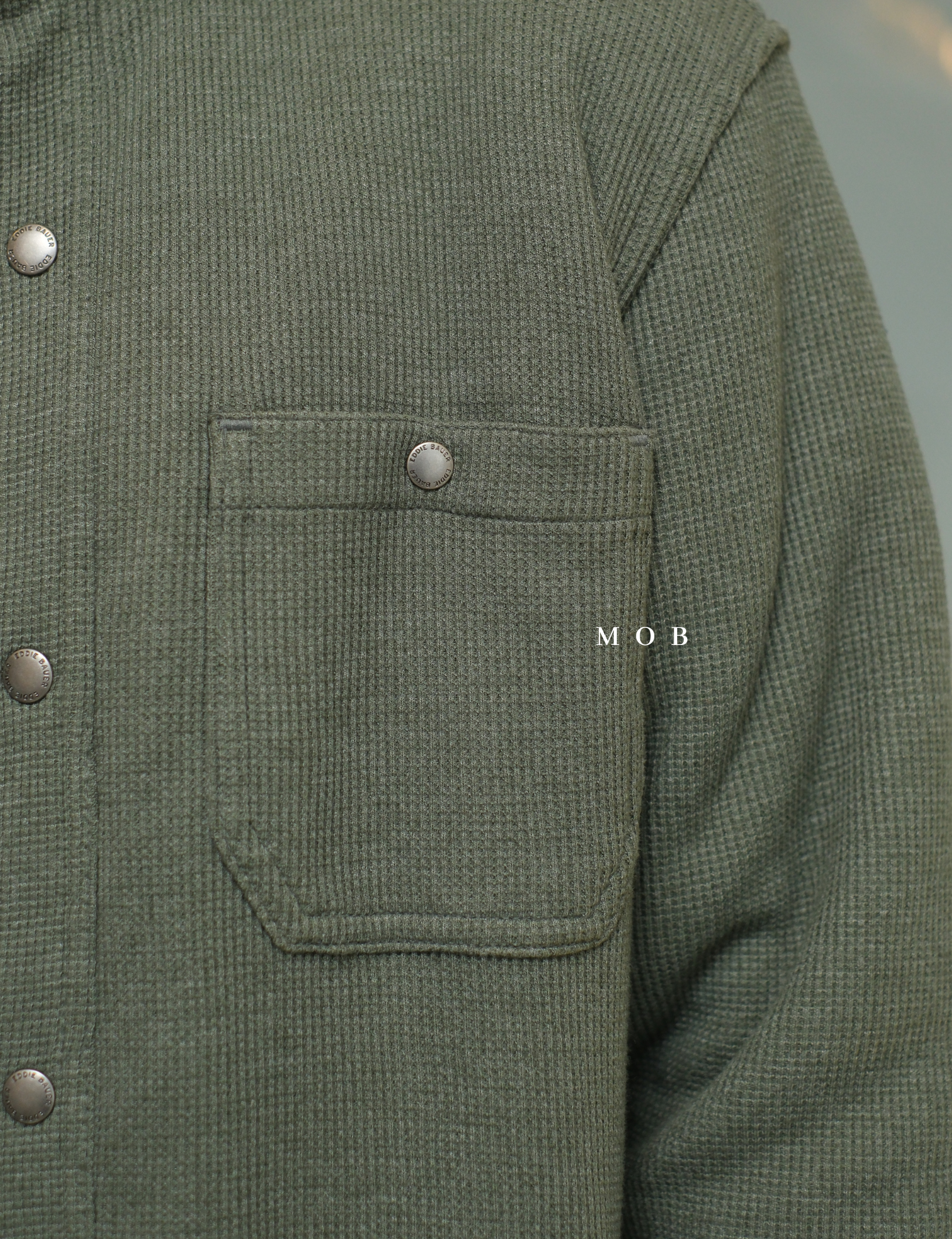EBJ01002 Faux Shearling Lined Thermal Shirt Jacket Olive