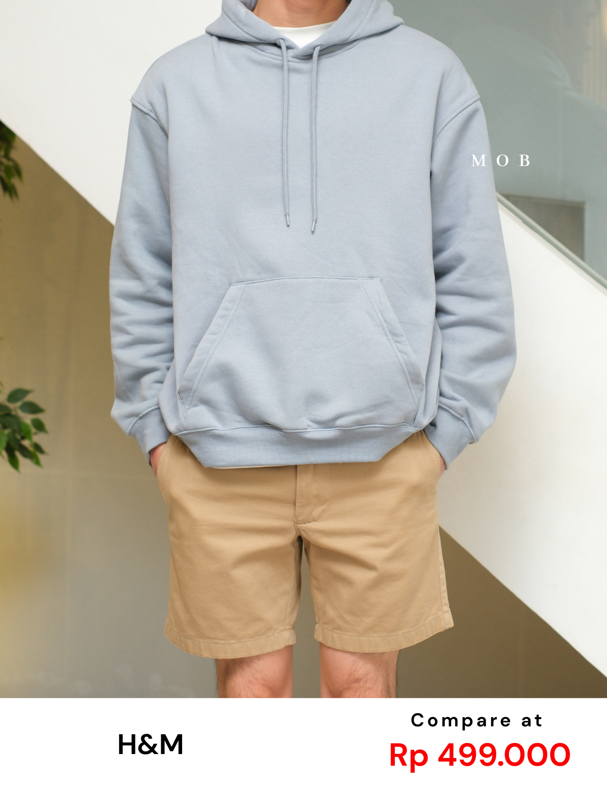 HMHOD03001B RELAXED FIT Pullover Hoodie Arctic Blue