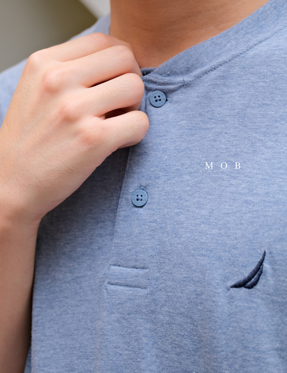NTSST02001A Henley SS Tee Blue Misty (XL ONLY)