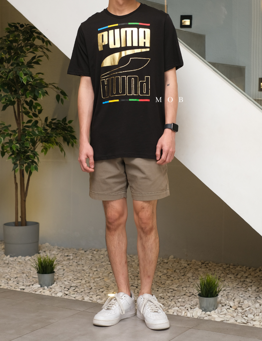 PMSST09023 Rebel Gold Mirroring Logo SS Tee Black