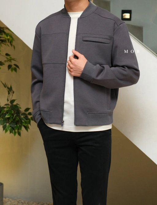 Image of MODJ01003 Modern Pocket Bomber Jacket Asphalt Grey