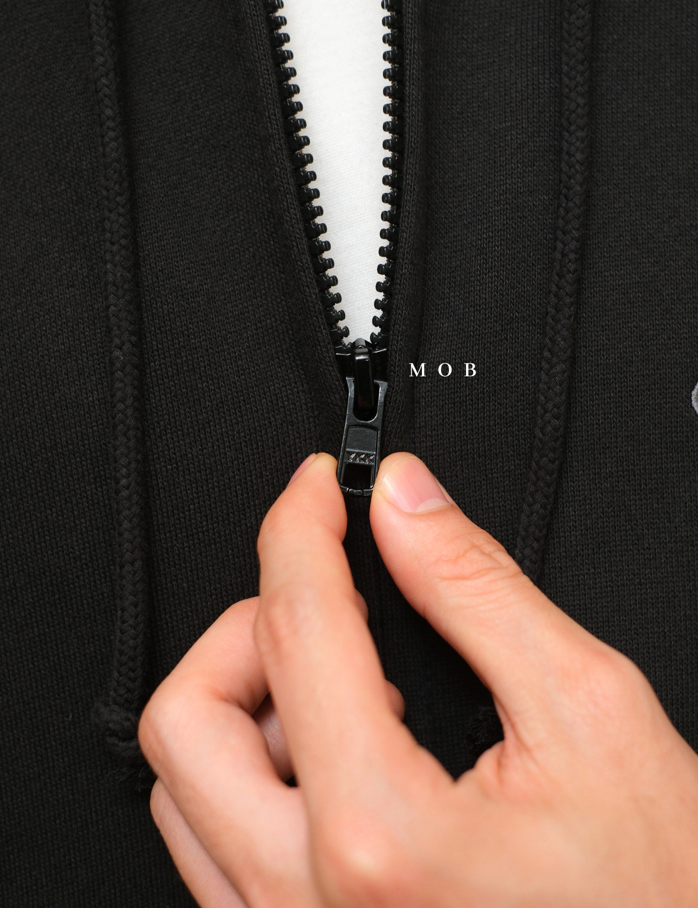 CHMPFZ04003 Script Logo Full Zip Hoodie Black