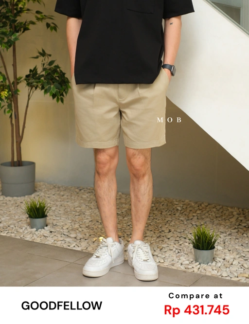 Image of GFSR01003B Pleated Trouser Shorts Khaki