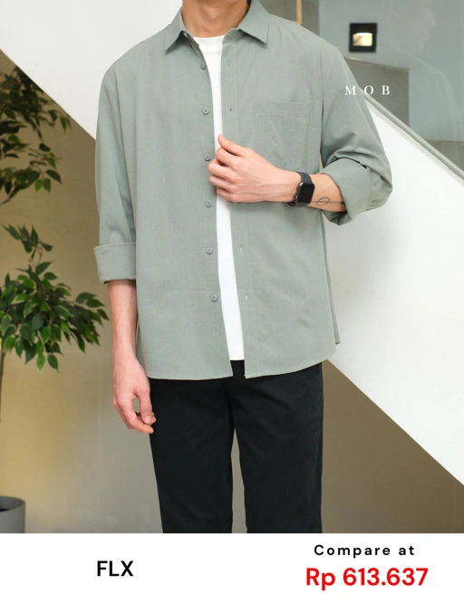 Image of FLXLSS01001E Slim Performance LS Shirt Sage Green
