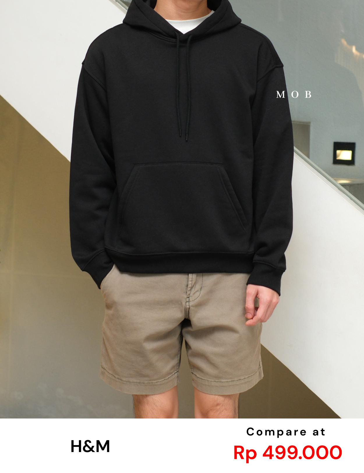 HMHOD03001C RELAXED FIT Pullover Hoodie Black V1