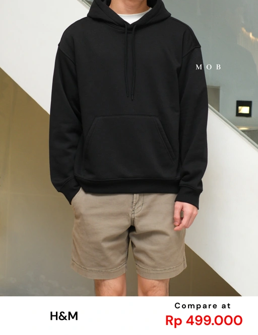 Image of [BEST DEALS!] HMHOD03001C RELAXED FIT Pullover Hoodie Black V1