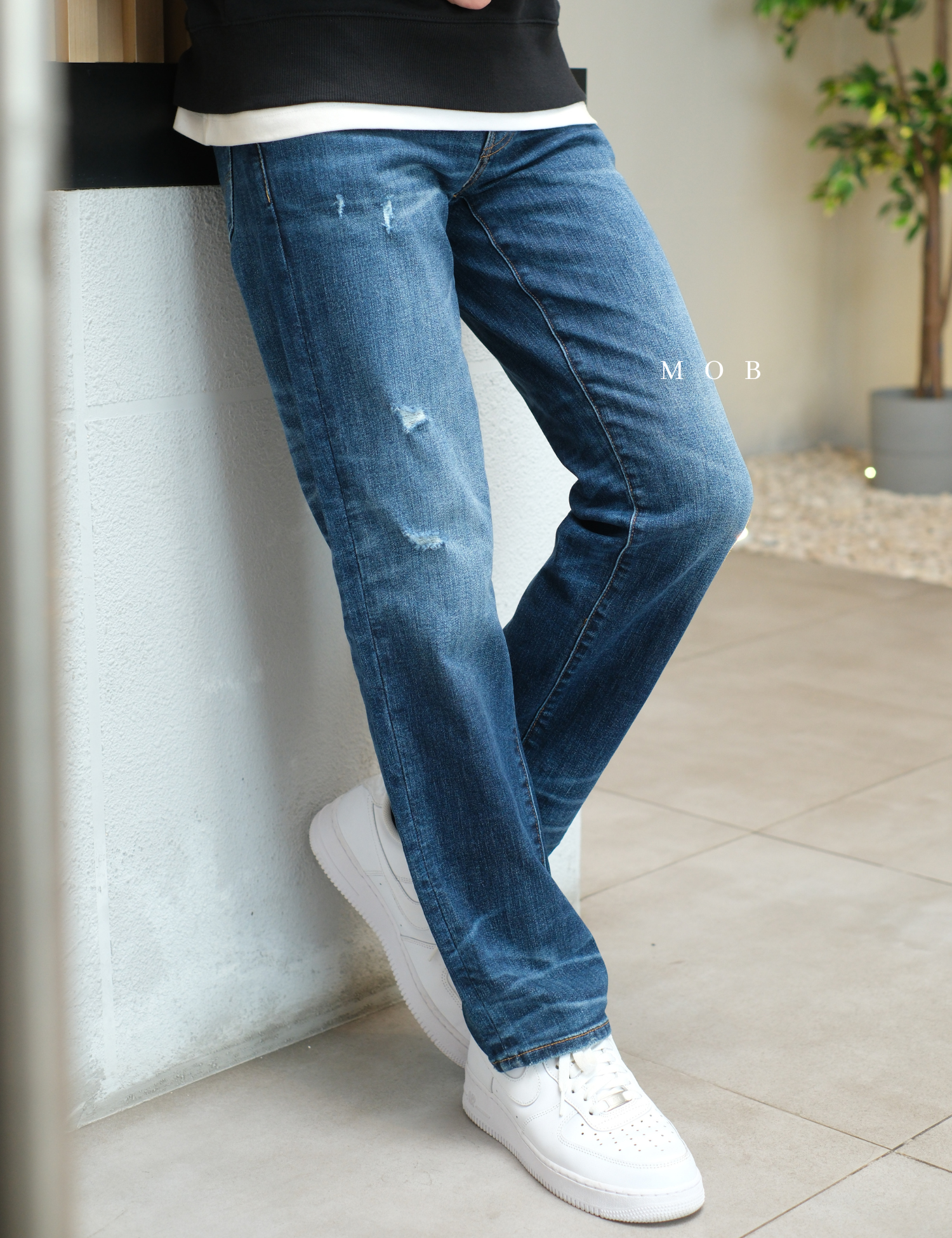 AEPT03002 AirFlex+ Original Straight Jeans Medium Blue SMALL Ripped