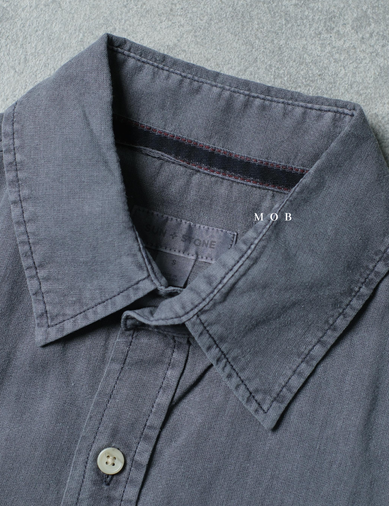 SUNSSS01007 Linen SS Shirt Black Grey Washed