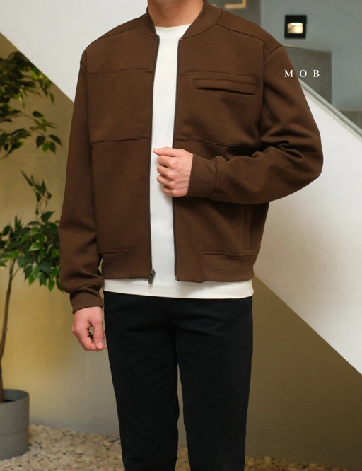 Image of MODJ01004 Modern Pocket Bomber Jacket Brown