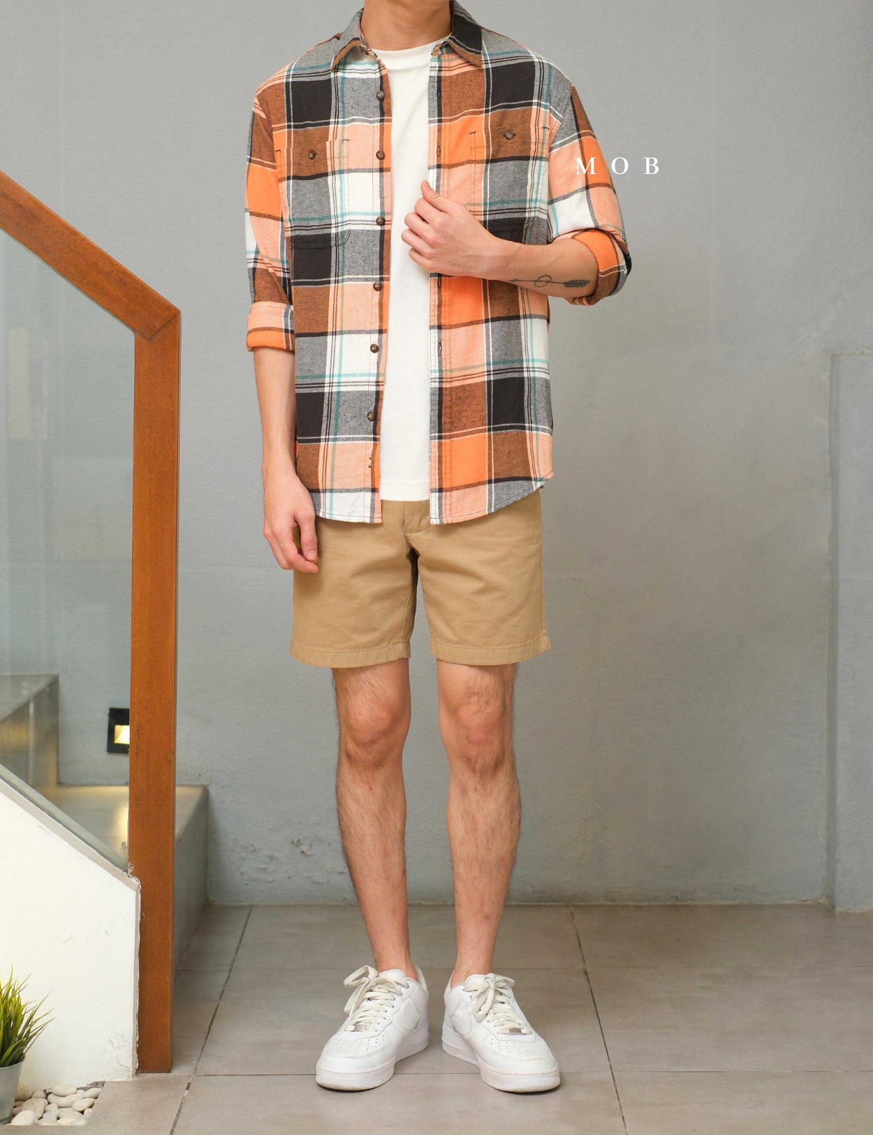 SNMLSS01010 Super Soft Flannel LS Shirt Orange Black Plaid