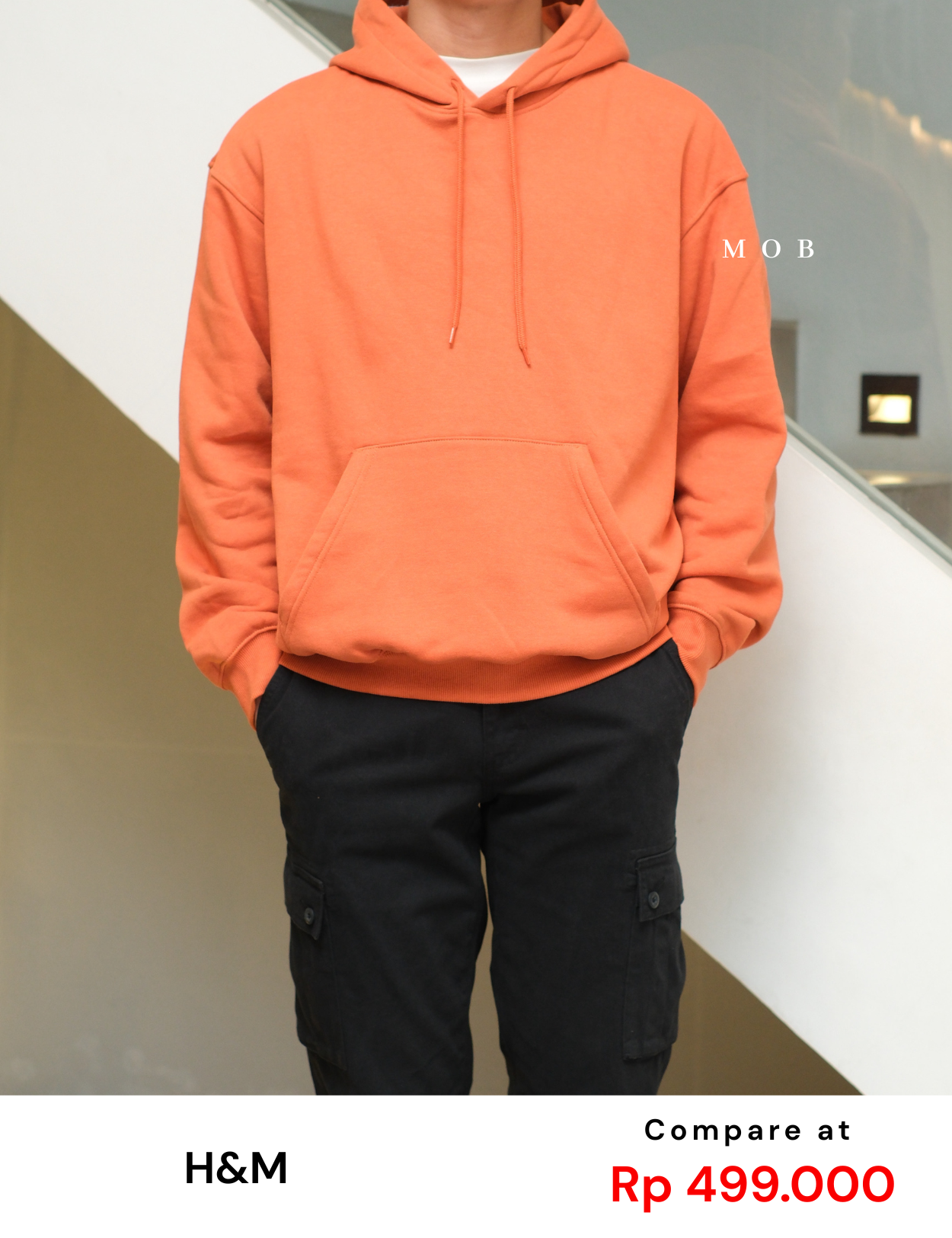 HMHOD03001D RELAXED FIT Pullover Hoodie Orange