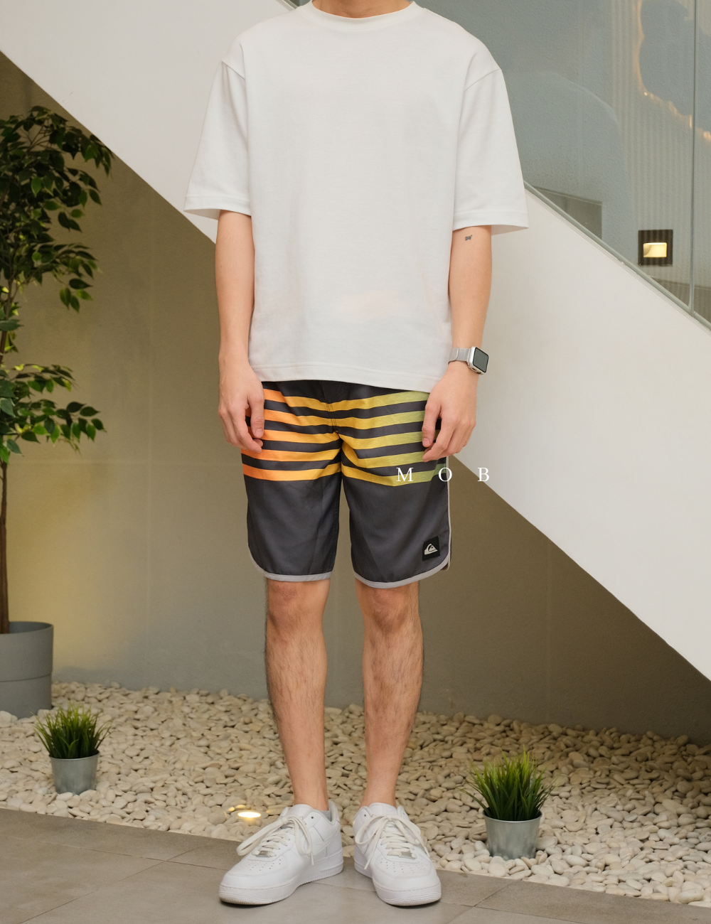 QSBS03005 Charcoal Yellow Colorblocked 20" Boardshorts