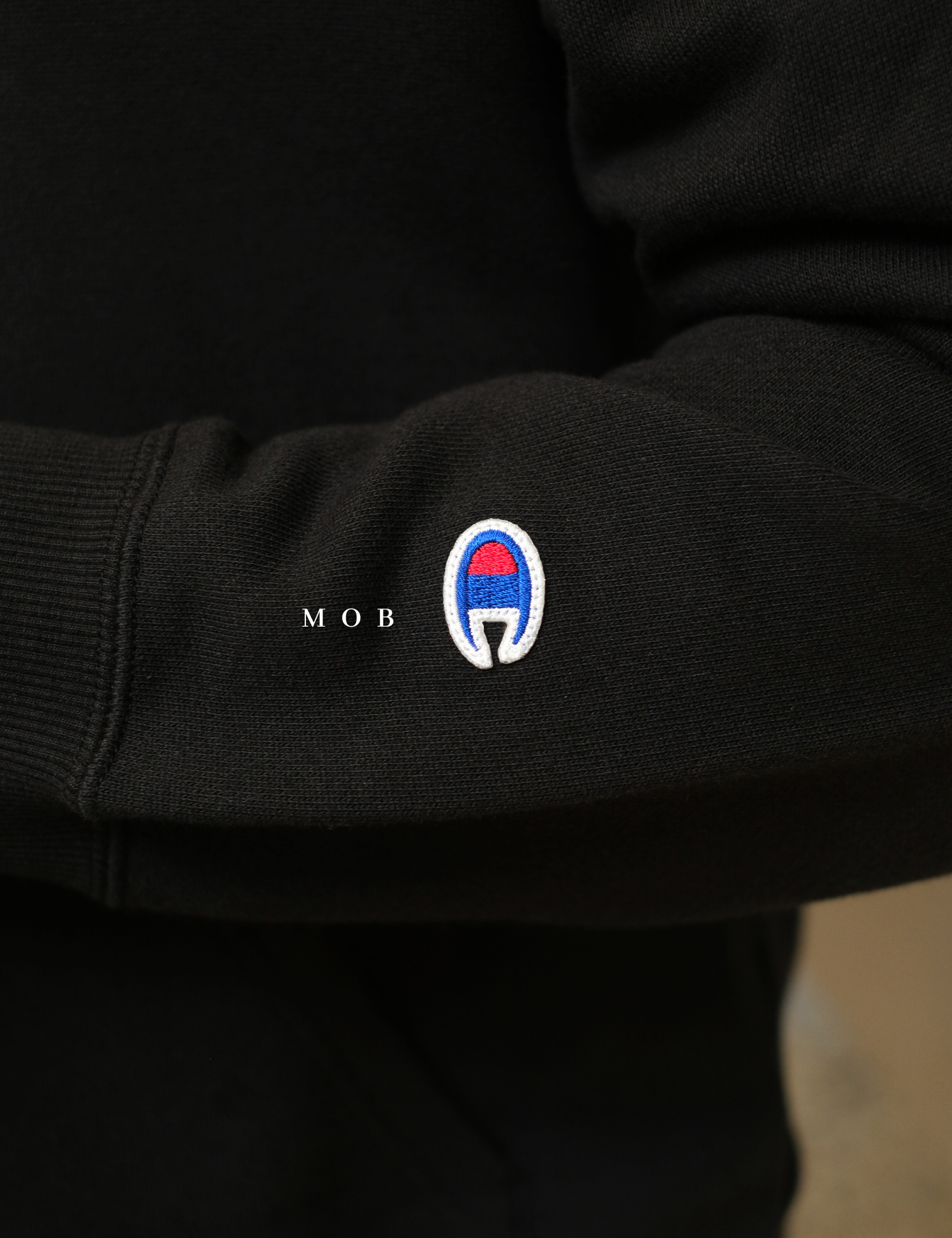 CHMPFZ04003 Script Logo Full Zip Hoodie Black