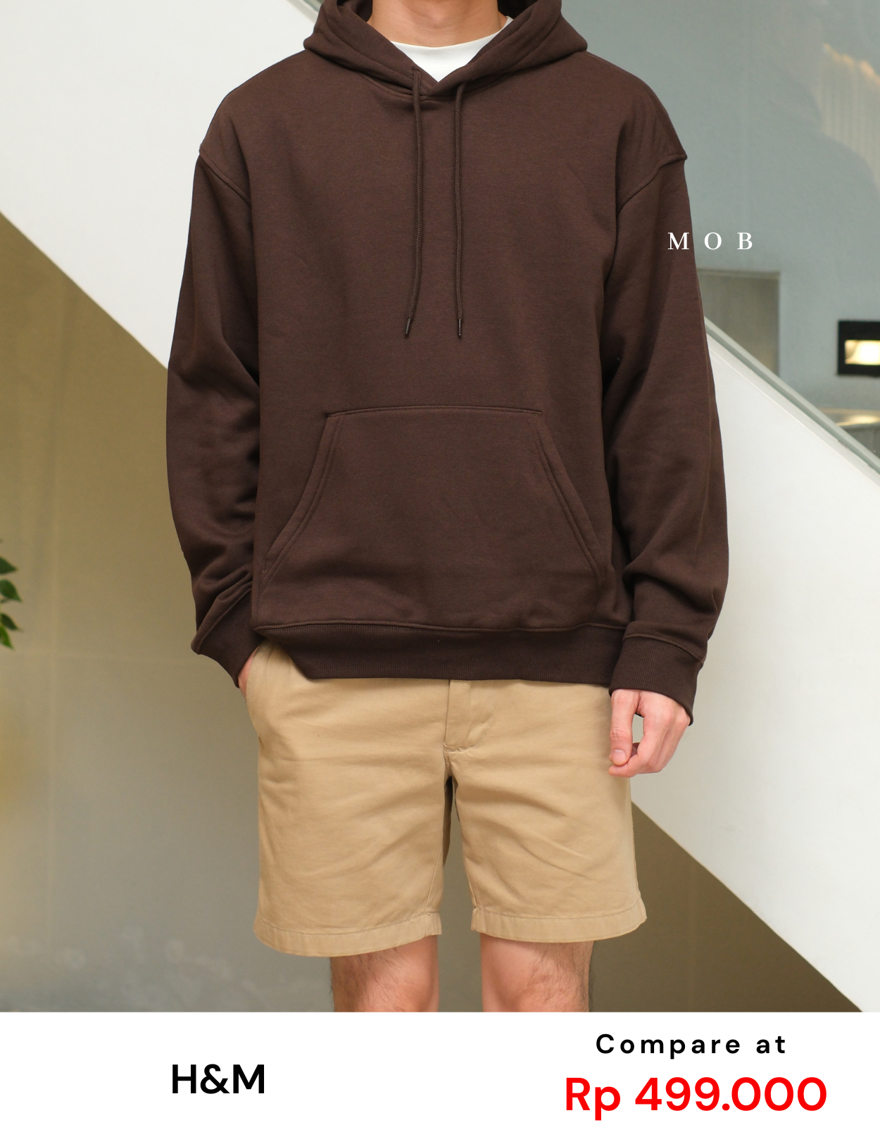 HMHOD03001E RELAXED FIT Pullover Hoodie Dark Choco