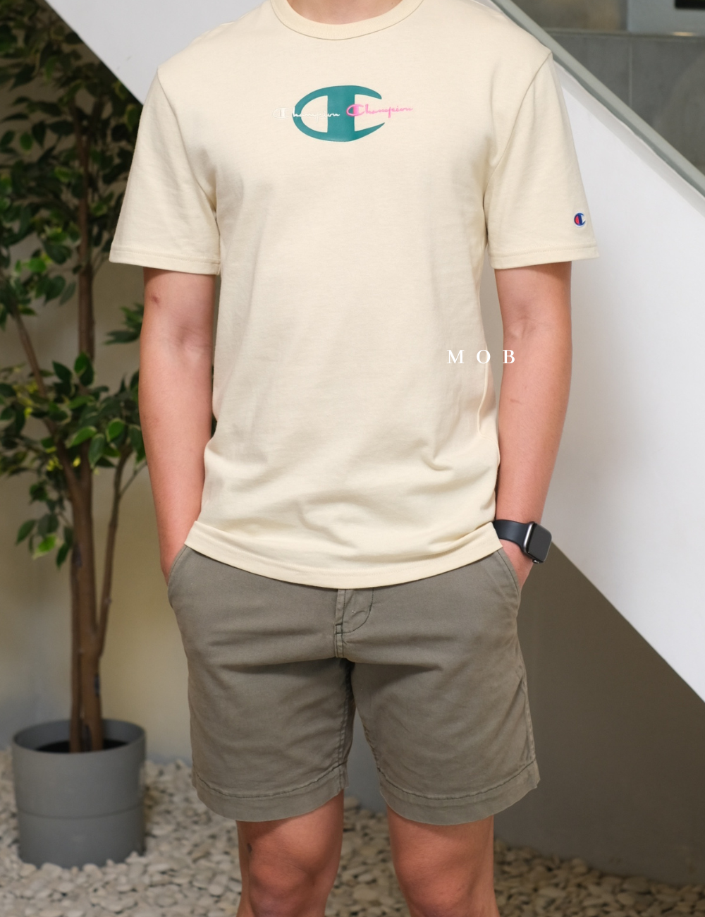 CHMPSST2004B Heritage Double Script Logo SS Tee Beige