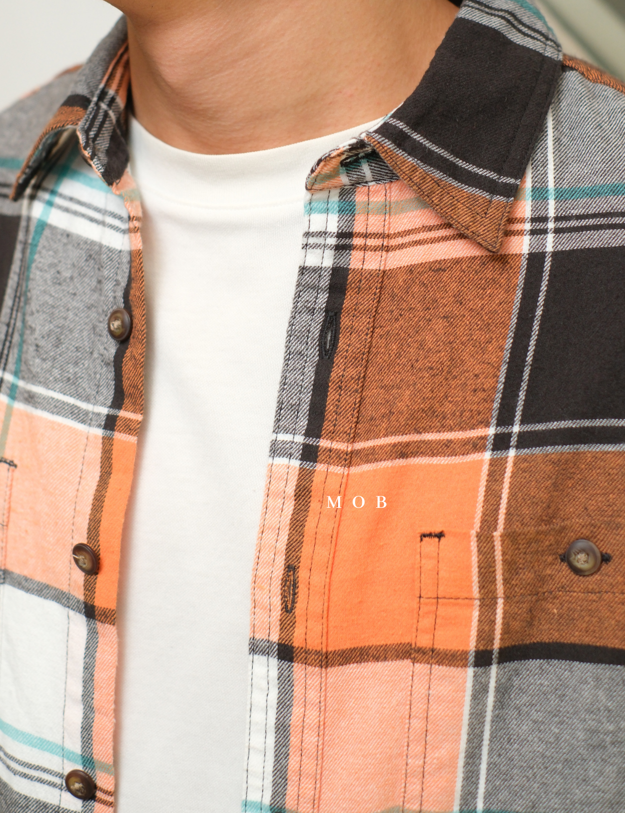SNMLSS01010 Super Soft Flannel LS Shirt Orange Black Plaid