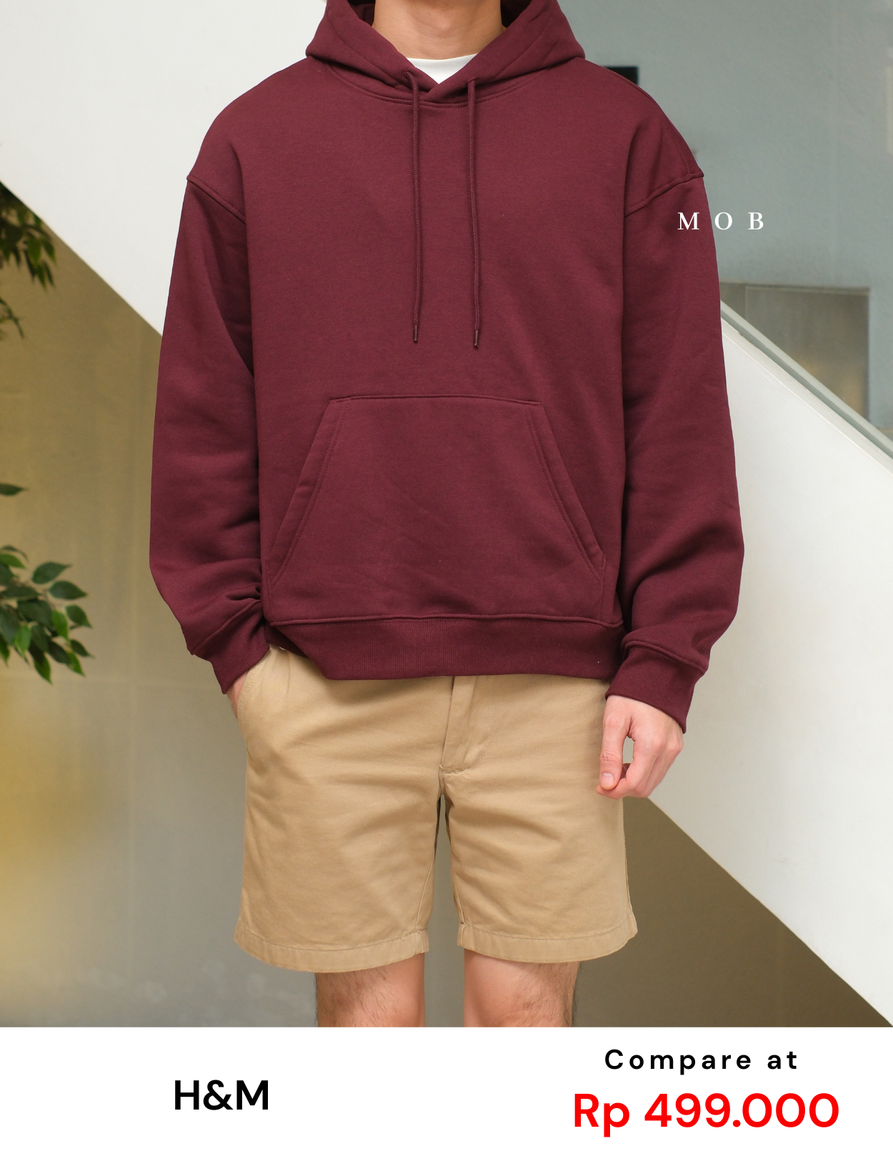 HMHOD03001F RELAXED FIT Pullover Hoodie Maroon