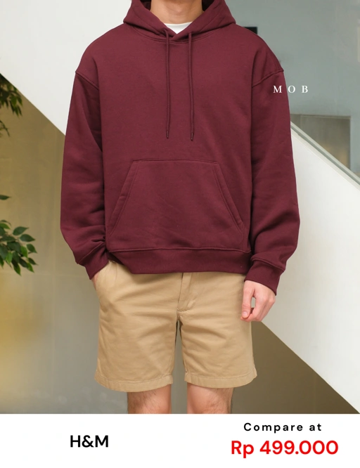 Image of [BEST DEALS!] HMHOD03001F RELAXED FIT Pullover Hoodie Maroon
