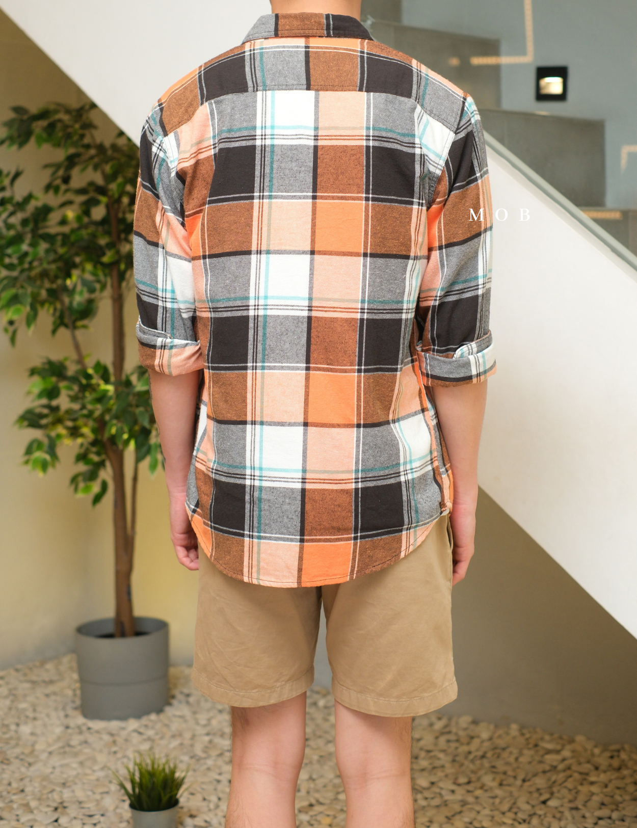 SNMLSS01010 Super Soft Flannel LS Shirt Orange Black Plaid