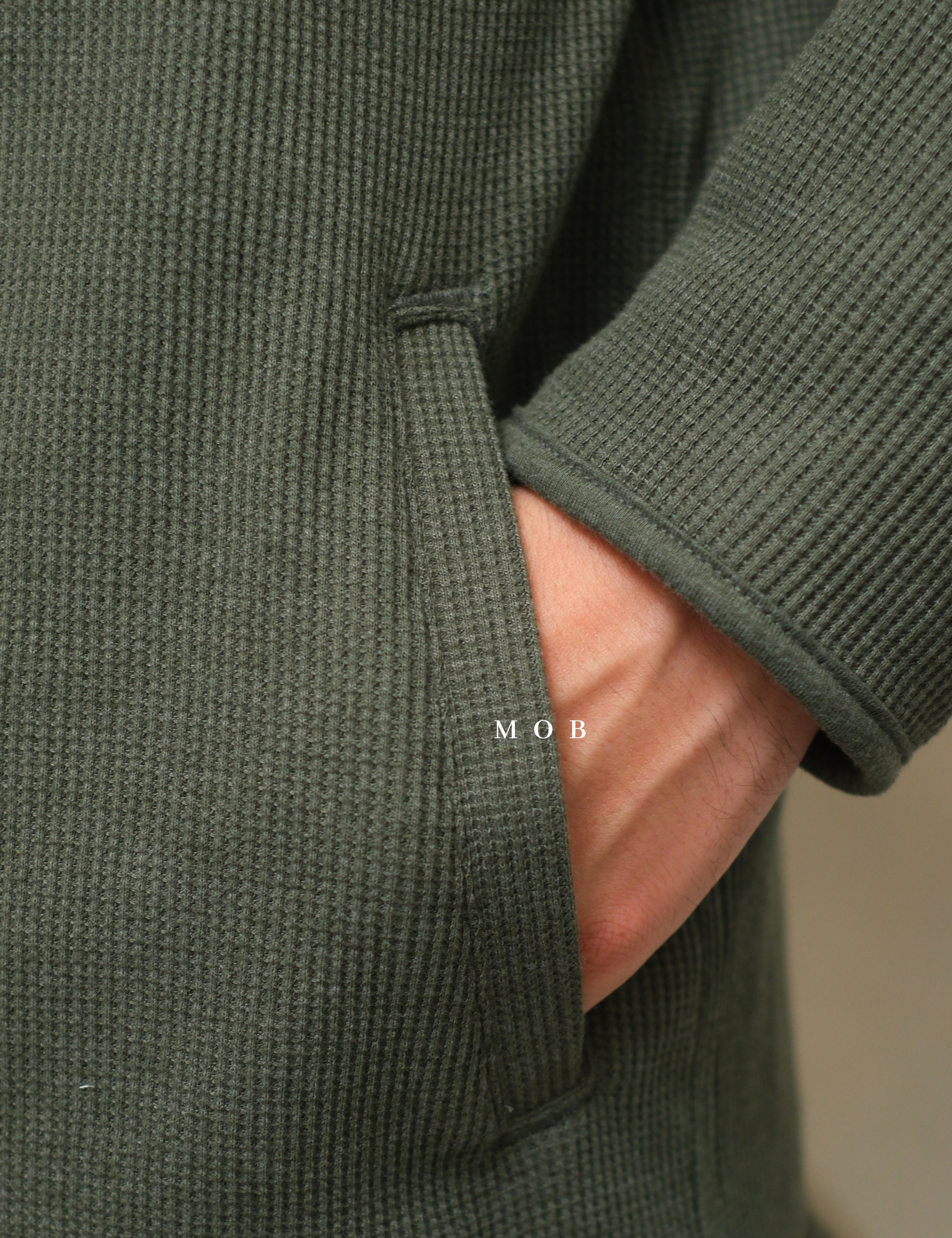 EBJ01002 Faux Shearling Lined Thermal Shirt Jacket Olive