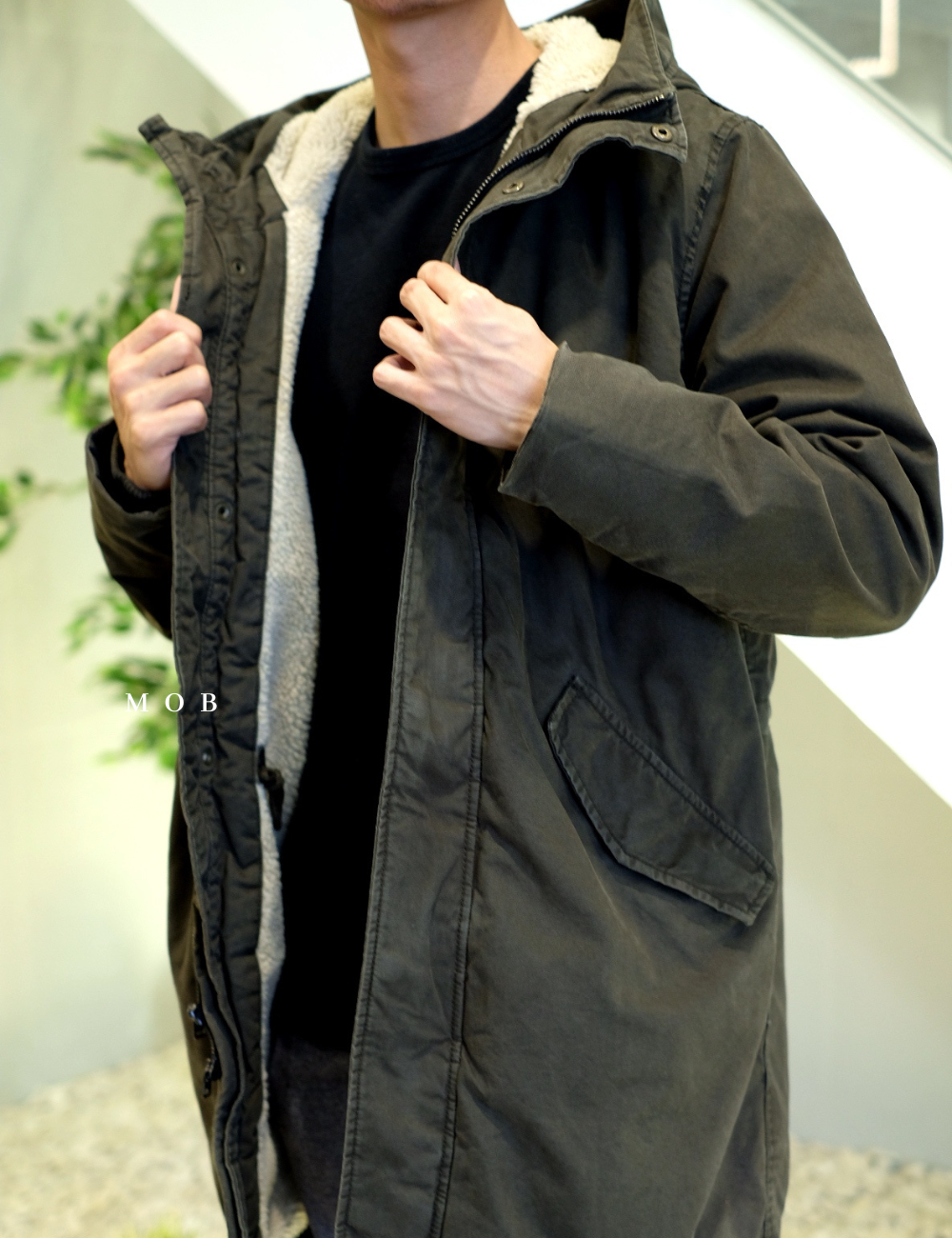 GPJ1201A Sherpa-lined Fishtail Parka Olive