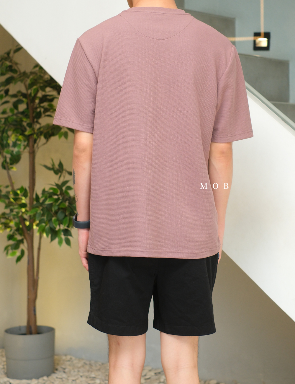 SPLSST01001 Basic Textured SS Tee Mauve