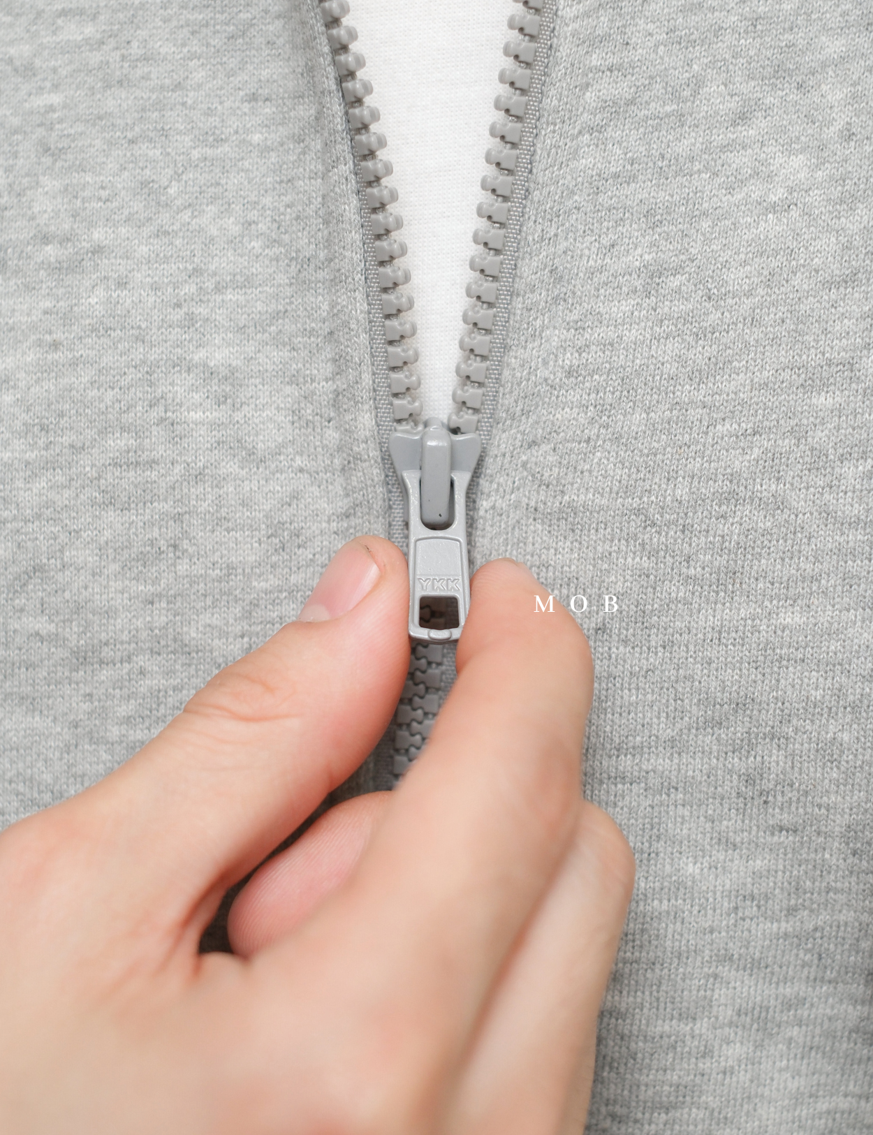 CHMPFZ05001A Basic Small Logo Full Zip Hoodie Heather Grey