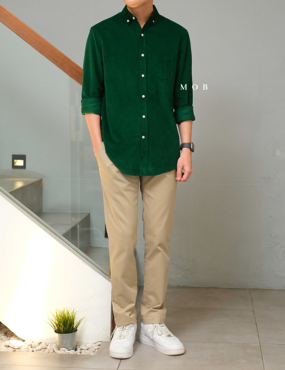 CLRLSS01001A Corduroy Shirt Jacket Dark Green