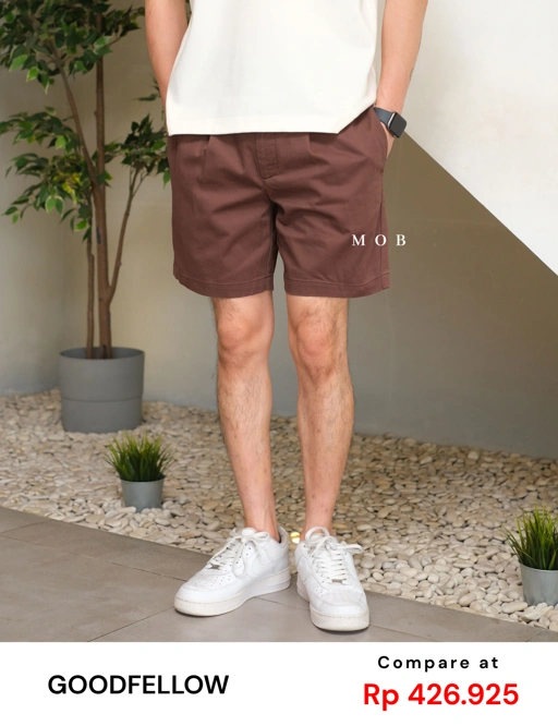 Image of GFSR01003C Pleated Trouser Shorts Dark Brown