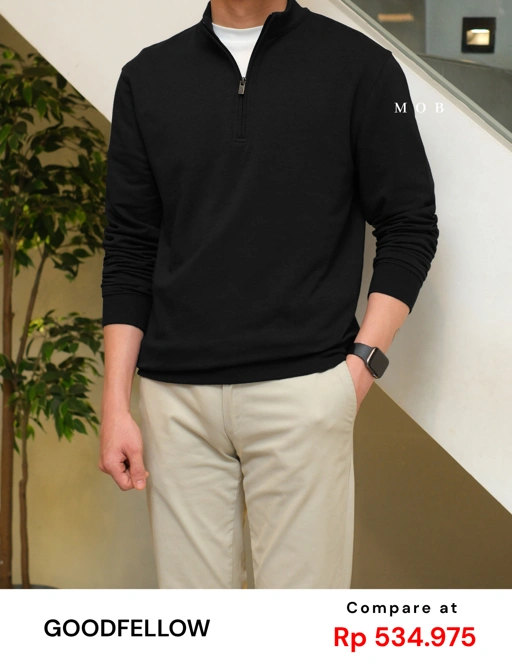 GFW01SWO001-005 1/4 Zip French Terry Sweatshirt Black