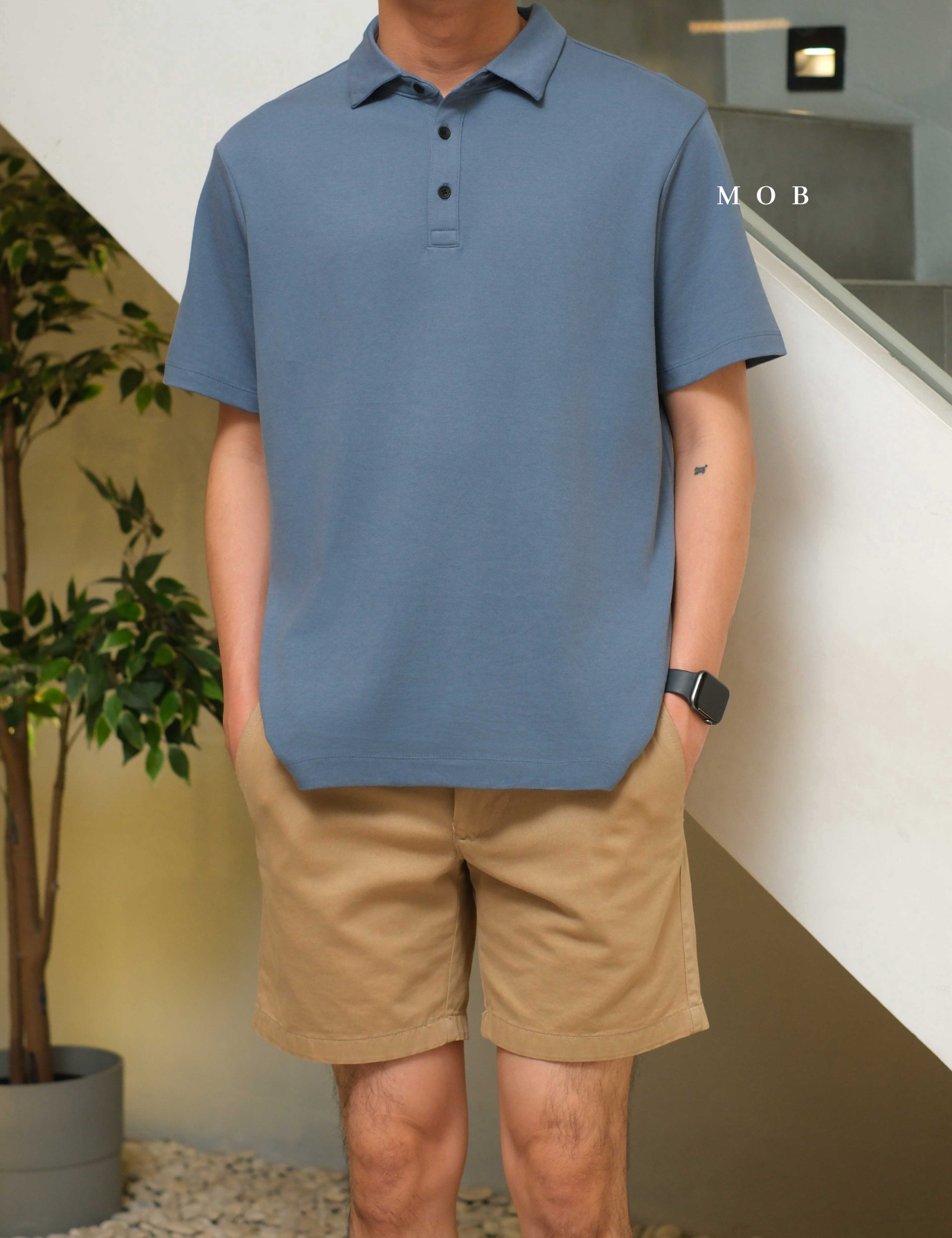 BRPSS01001B Luxe Touch Performance Polo SS Blue Grey
