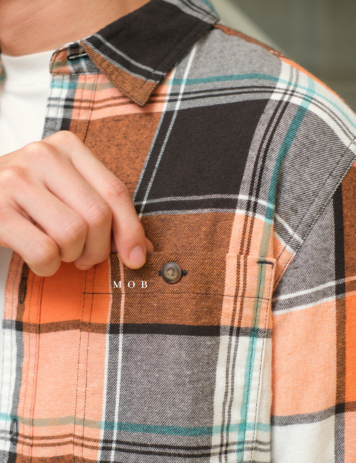 SNMLSS01010 Super Soft Flannel LS Shirt Orange Black Plaid