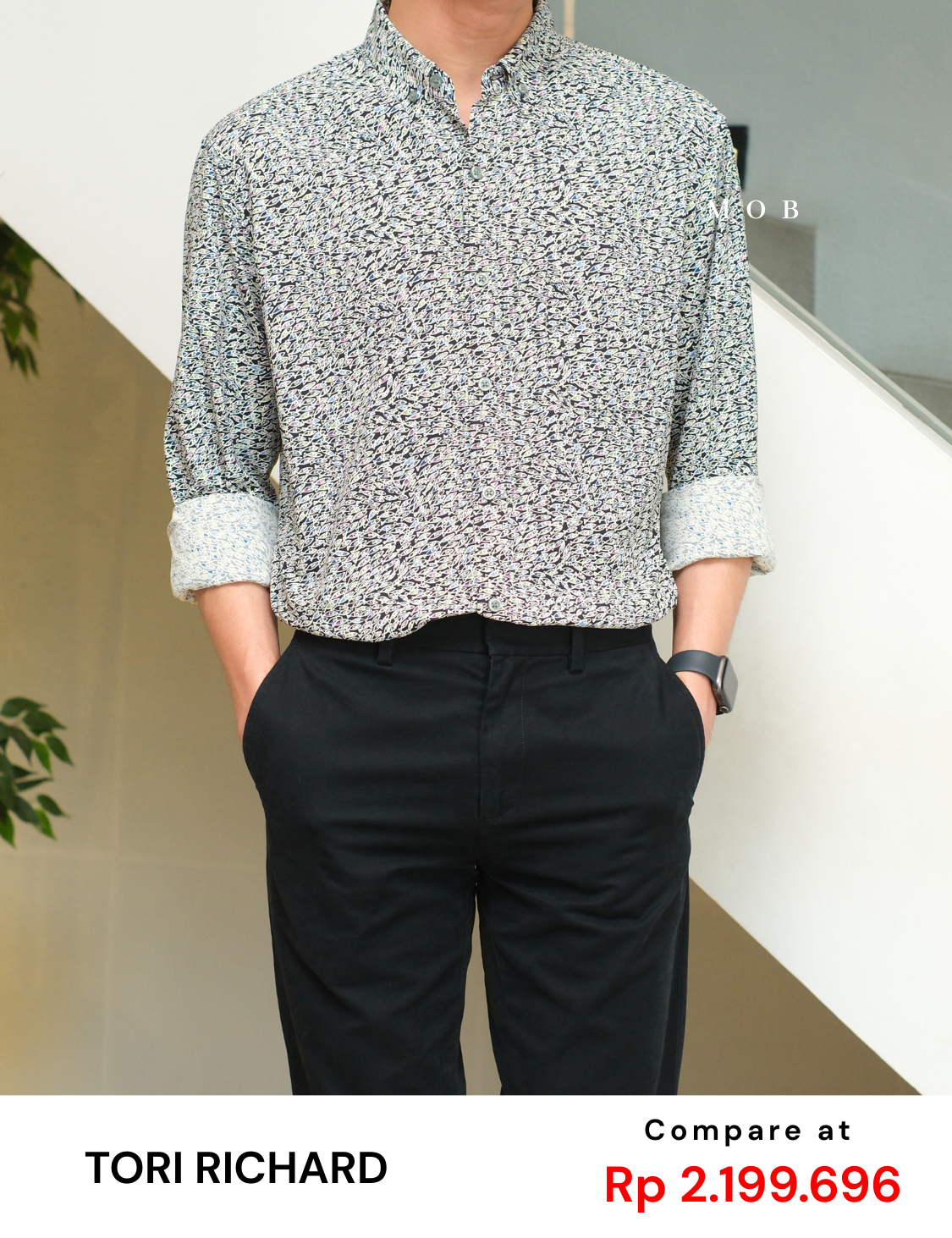 TORLSS01007B Printed LS Shirt Black Fish