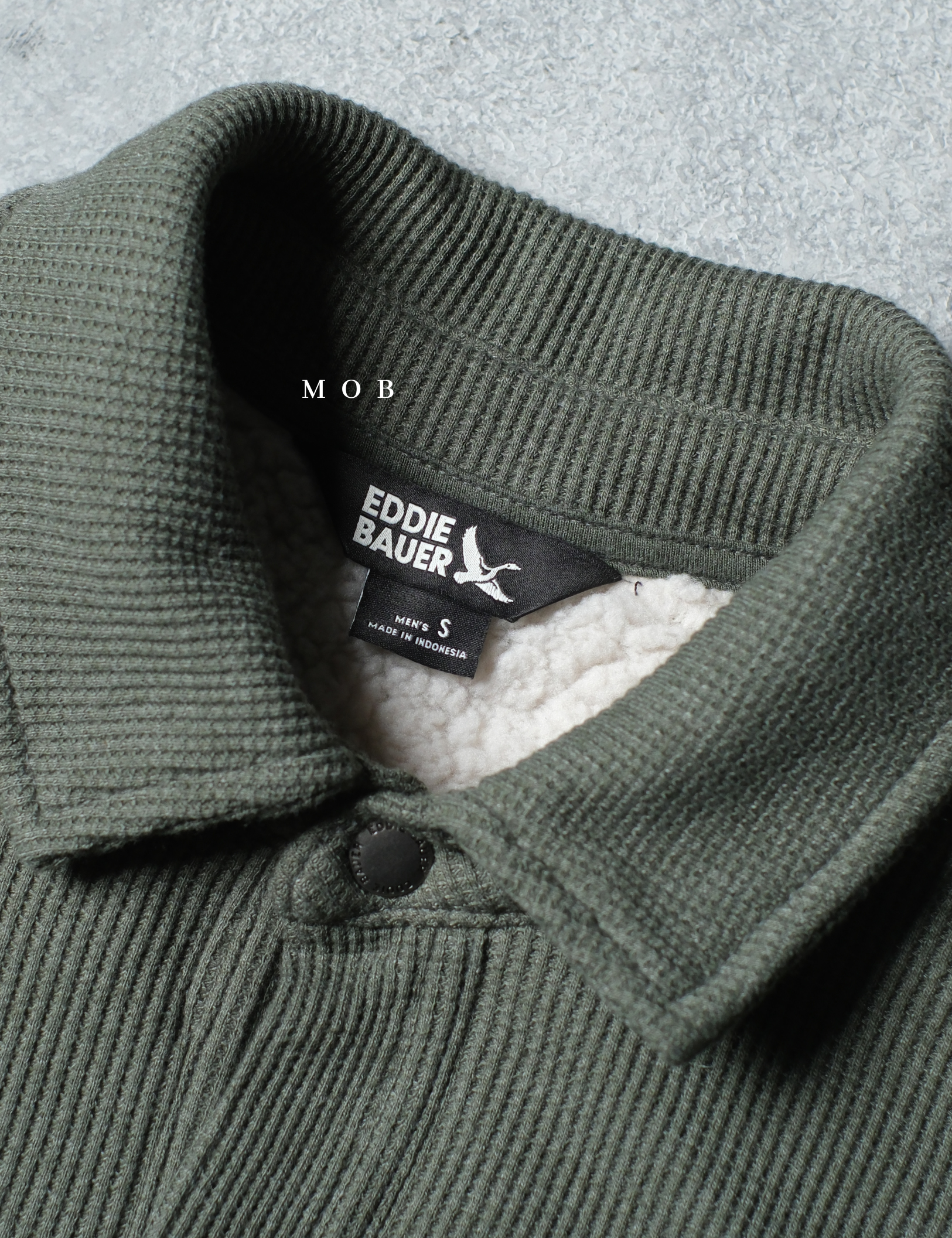 EBJ01002 Faux Shearling Lined Thermal Shirt Jacket Olive