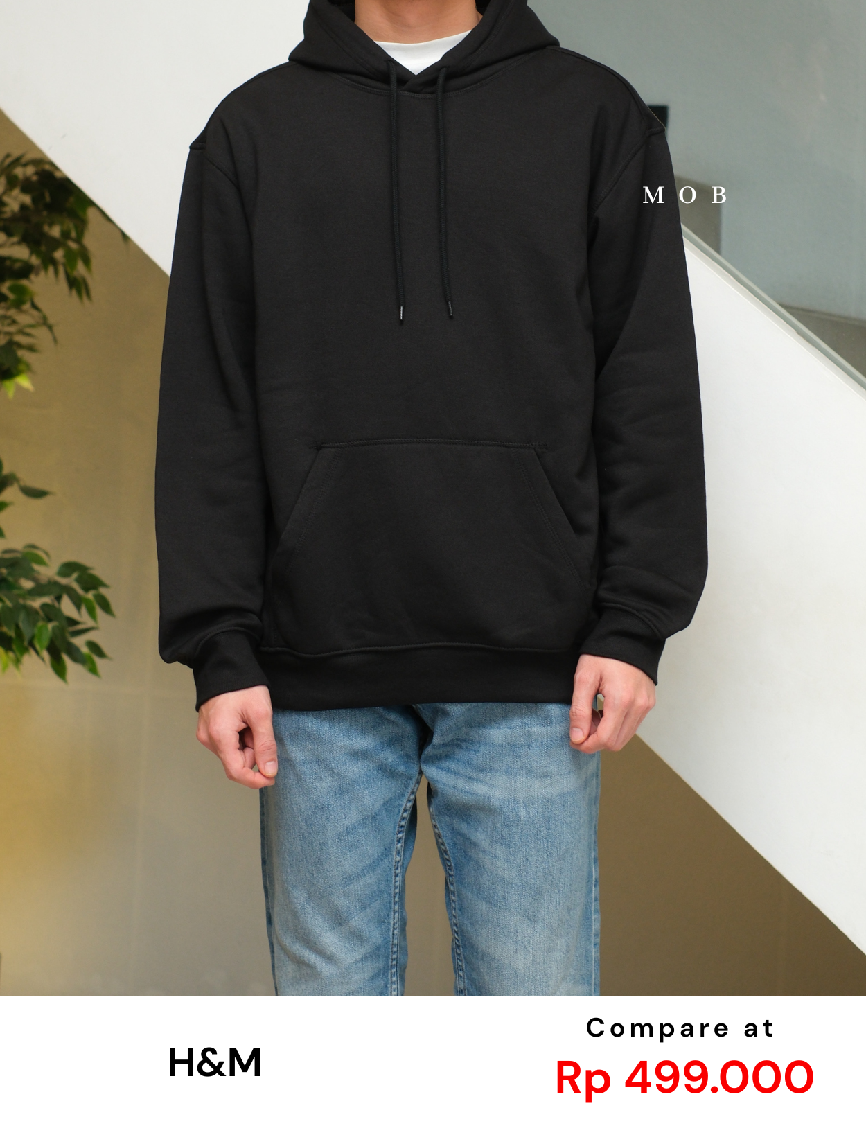 HMHOD03002A RELAXED FIT Pullover Hoodie Black V2