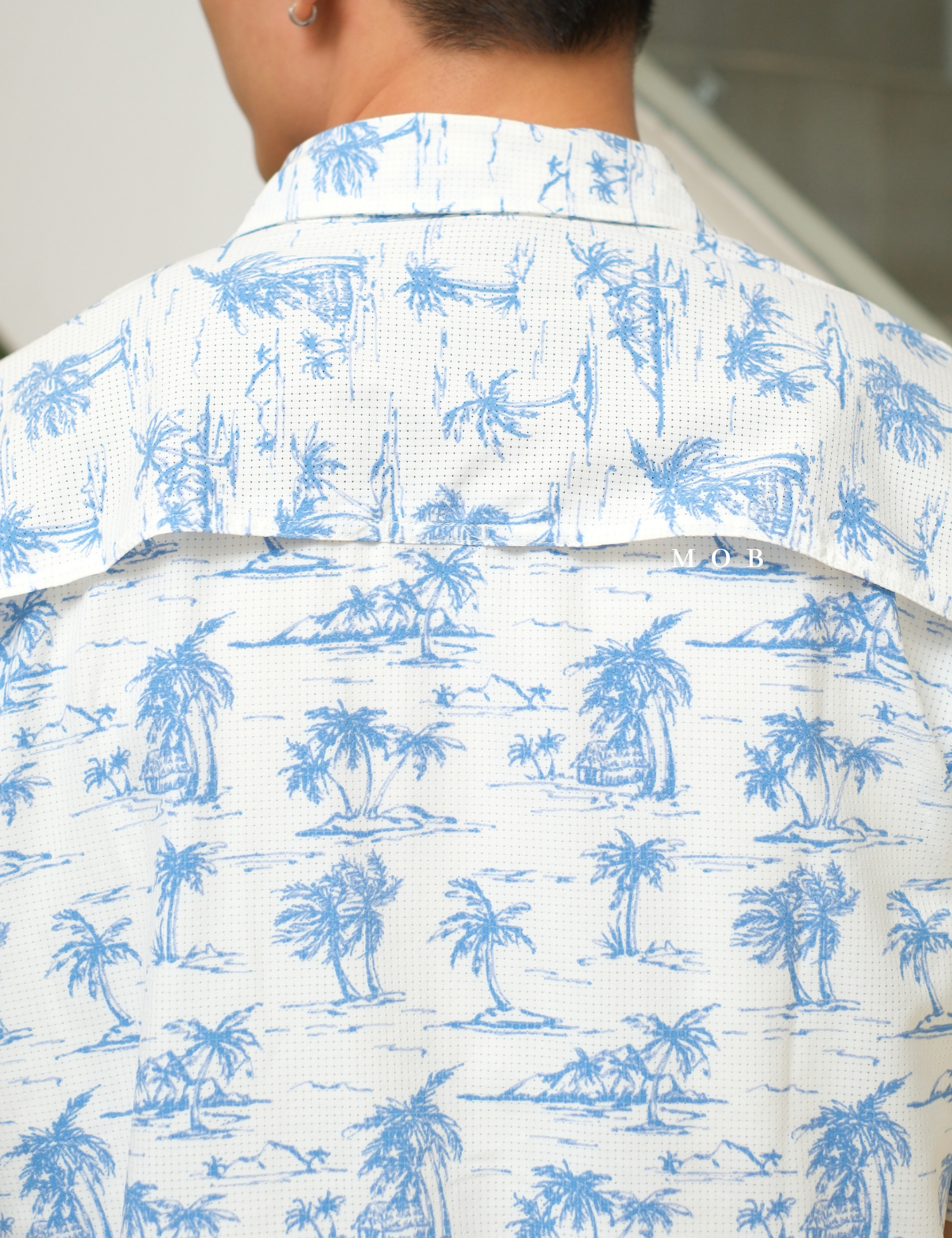 CNBSSS03003 Quick Dry Classic Fit SS Shirt Palm Tree White