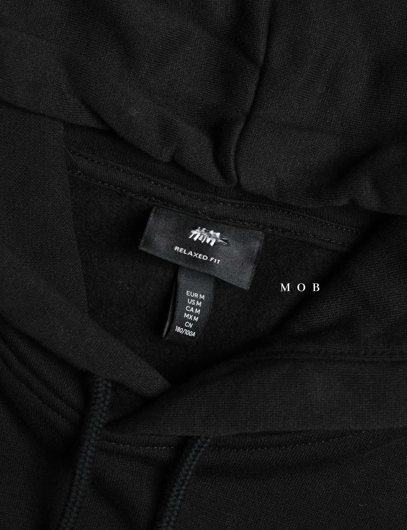 HMHOD03001C RELAXED FIT Pullover Hoodie Black V1