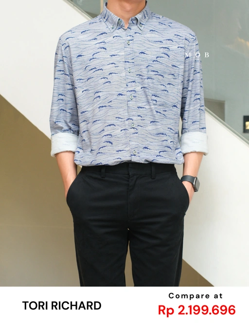 Image of TORLSS01008 Printed LS Shirt Navy Wave