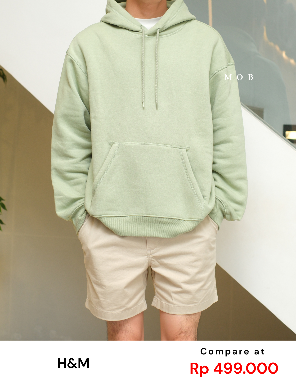 HMHOD03002B RELAXED FIT Pullover Hoodie Sage Green V2