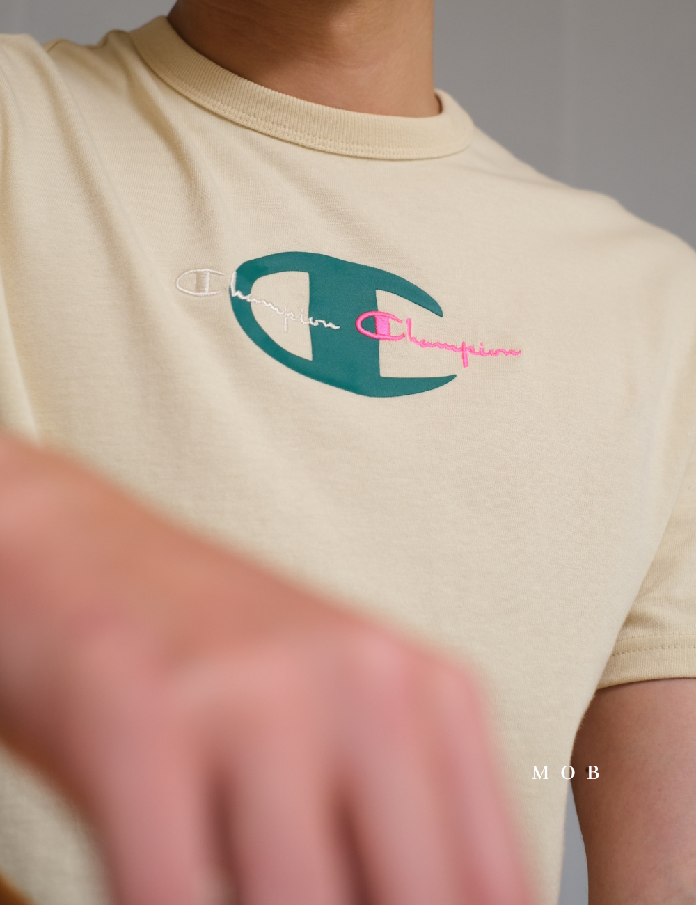 CHMPSST2004B Heritage Double Script Logo SS Tee Beige